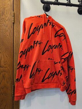 Black Squad Loyalty Oversized Hoodie XXL Orange Streetwear Pullover